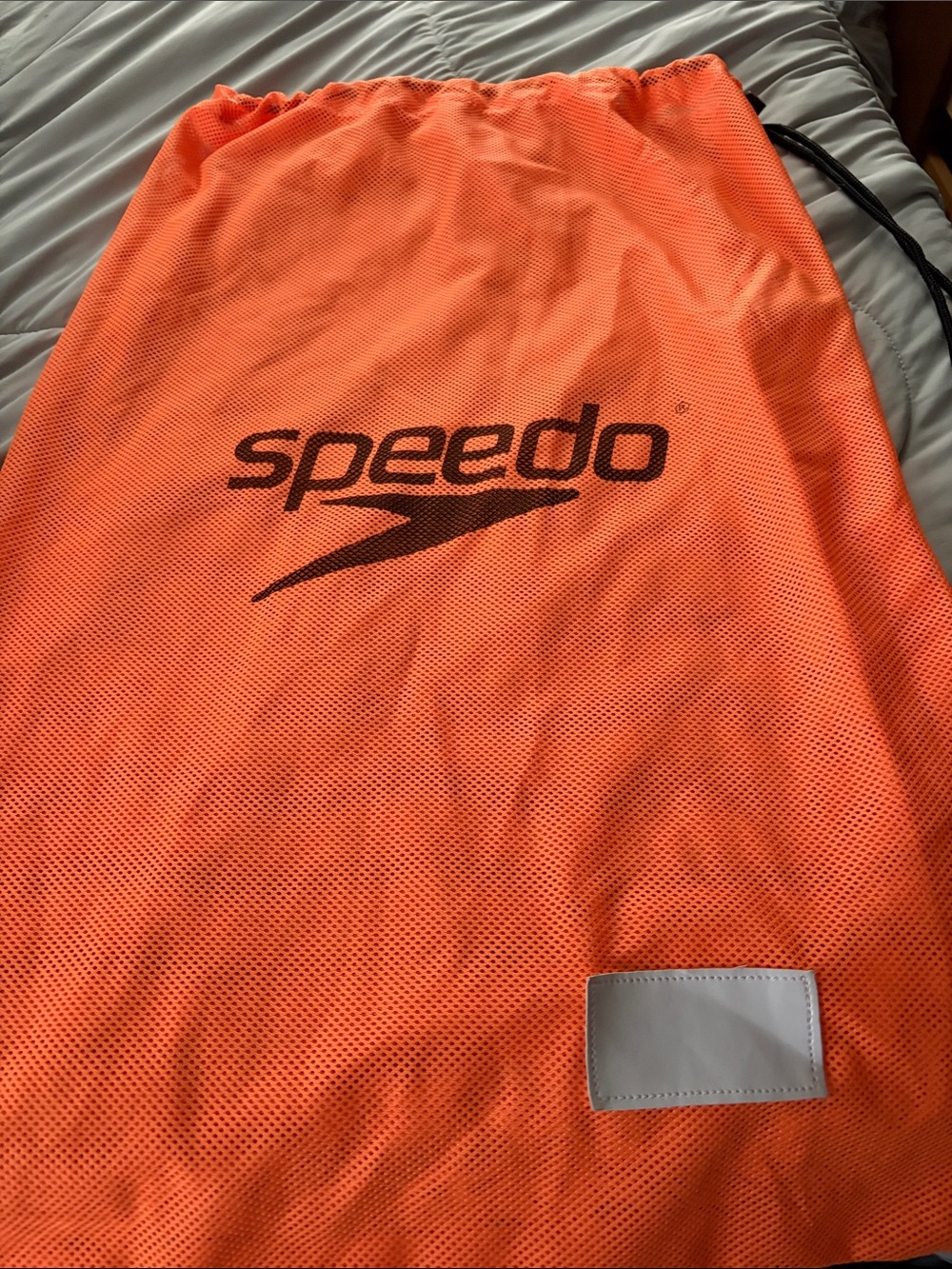 Speedo Orange Mesh Drawstring Swim Bag with Logo